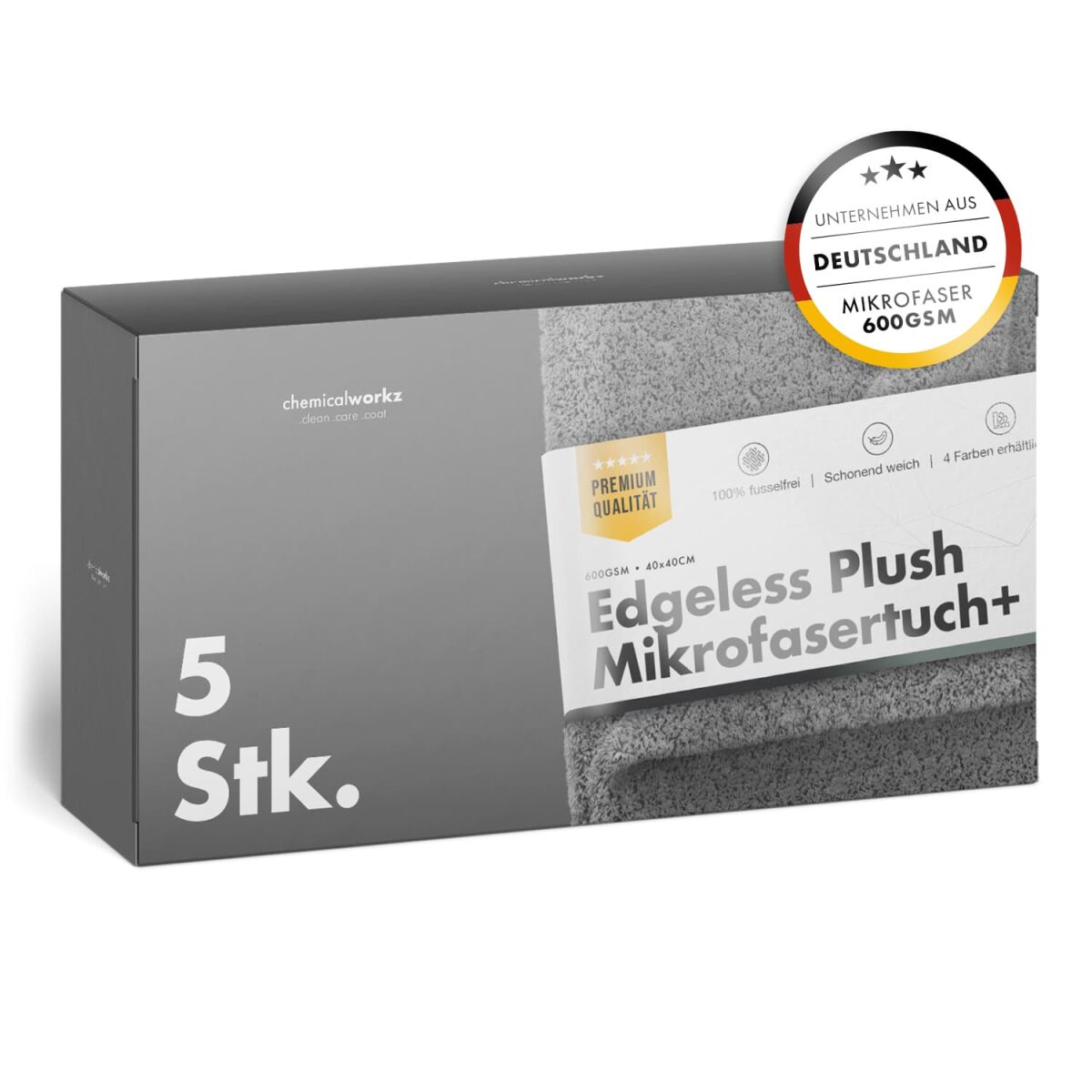 chemicalworkz Edgeless Plush Towel 600GSM Grau Poliertuch 40×40cm 5Stk.