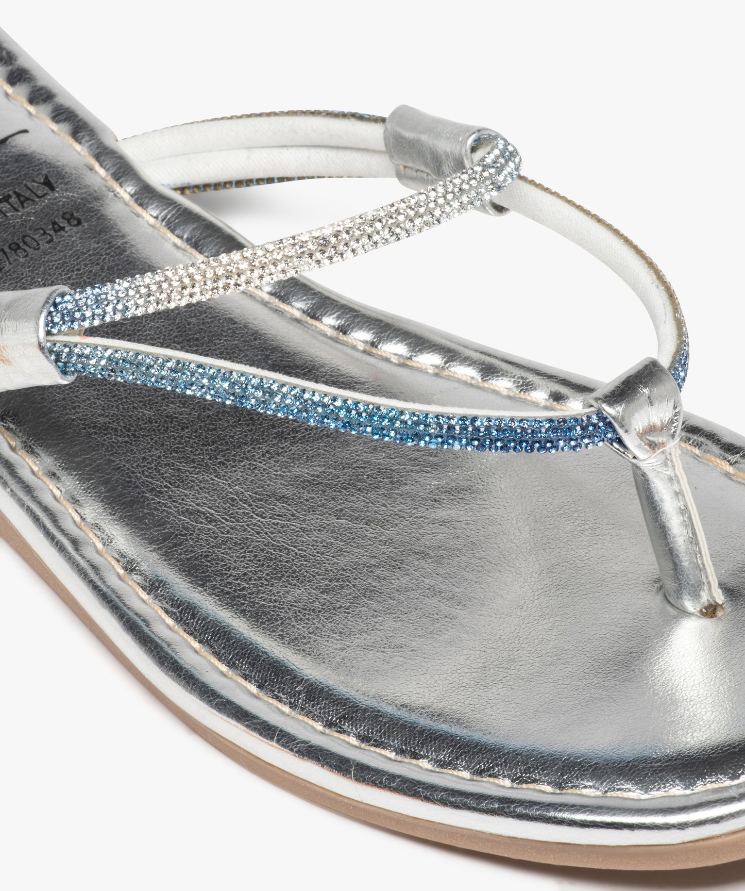 Mules femme plates métallisées à strass argent | GEMO
