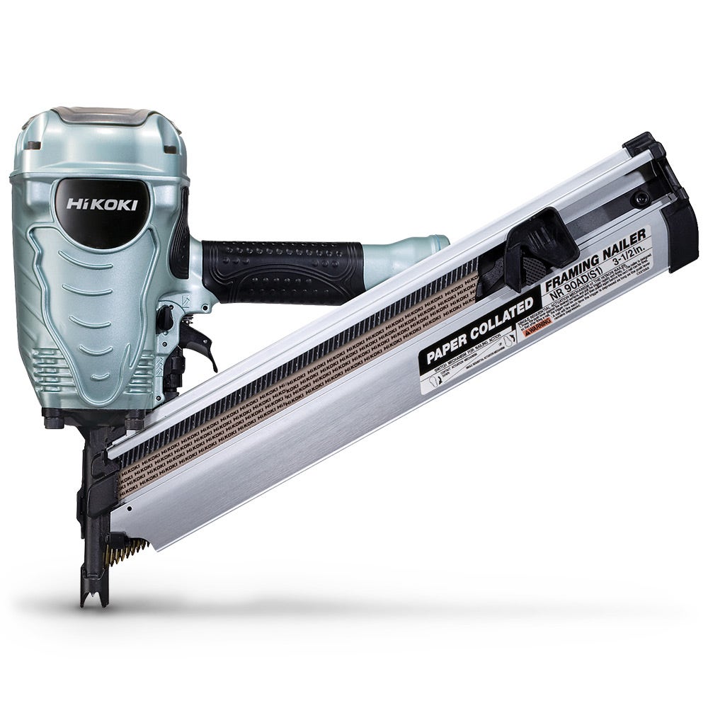 Pregador pneumático HiKOKI com clipe em D de 50-90 mm e ângulo de 34 graus, com suporte NR90AD(H4Z)