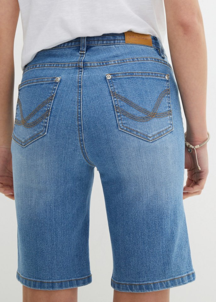 Komfort-Stretch-Jeans -Bermuda mit Bindeband