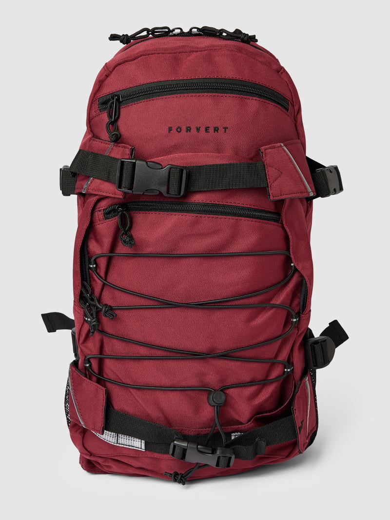 Rucksack mit Label-Details Modell 'LOUIS' in bordeaux rot