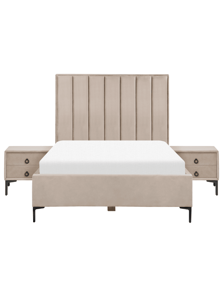 Beliani Schlafzimmer Set SEZANNE in Grau/Beige/Schwarz günstig kaufen onesize