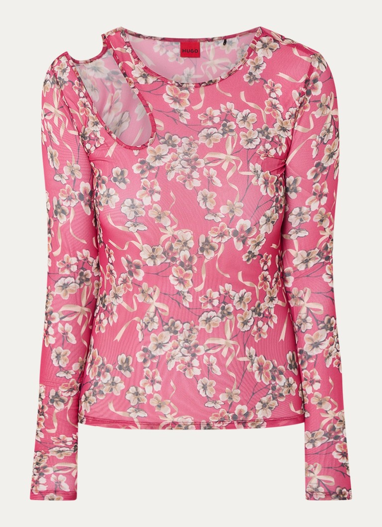 HUGO BOSS Damecia semi-transparent mesh top with cut-out detail