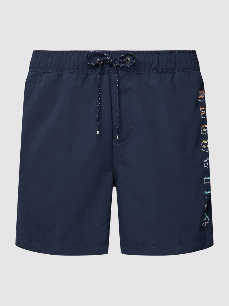 Badehose mit Label-Detail Modell 'ALL DAY HERITAGE' in marineblau