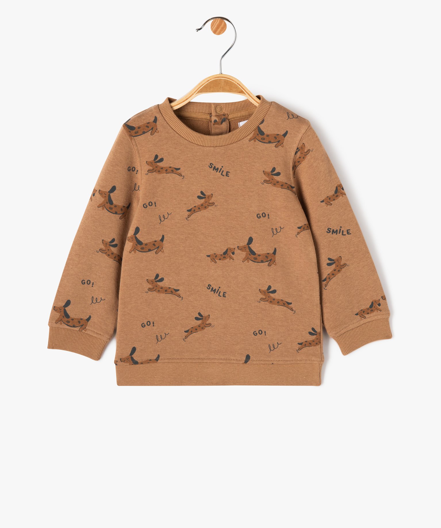 Sweat en maille bouclette imprimée bébé Garçon marron | GEMO