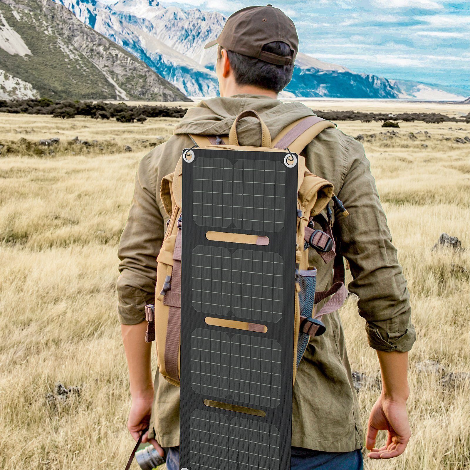 Aoucheni Solaranlage Solarladepanel PV tragbar faltbar mobiler Stromladecomputer, 30,00 W, (Kälte- und hitzebeständig, Tragbar und leicht zu transportieren), Unbesorgt reisen und aufladen