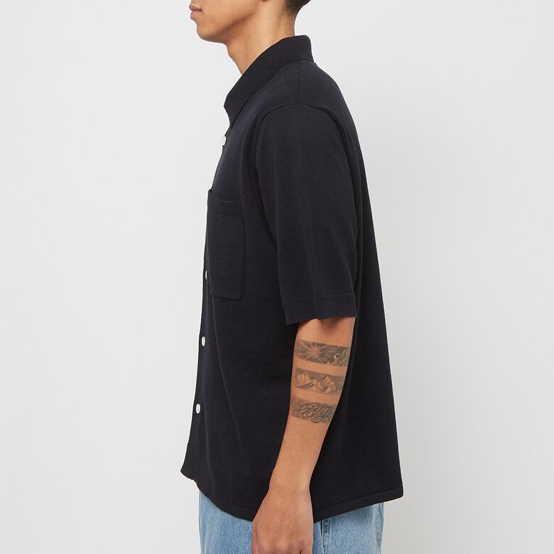 Norse Projects Rollo Cotton Linen Short Sleeve Shirt dark navy