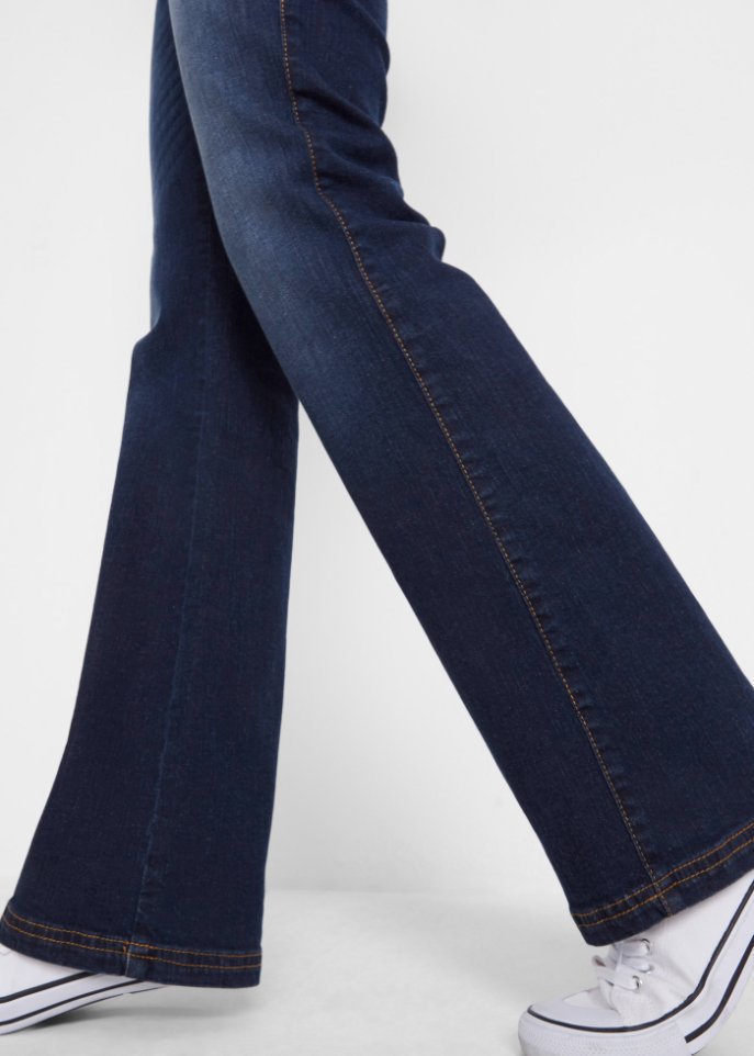 High-Waist-Bootcut Stretchjeans mit Bequembund