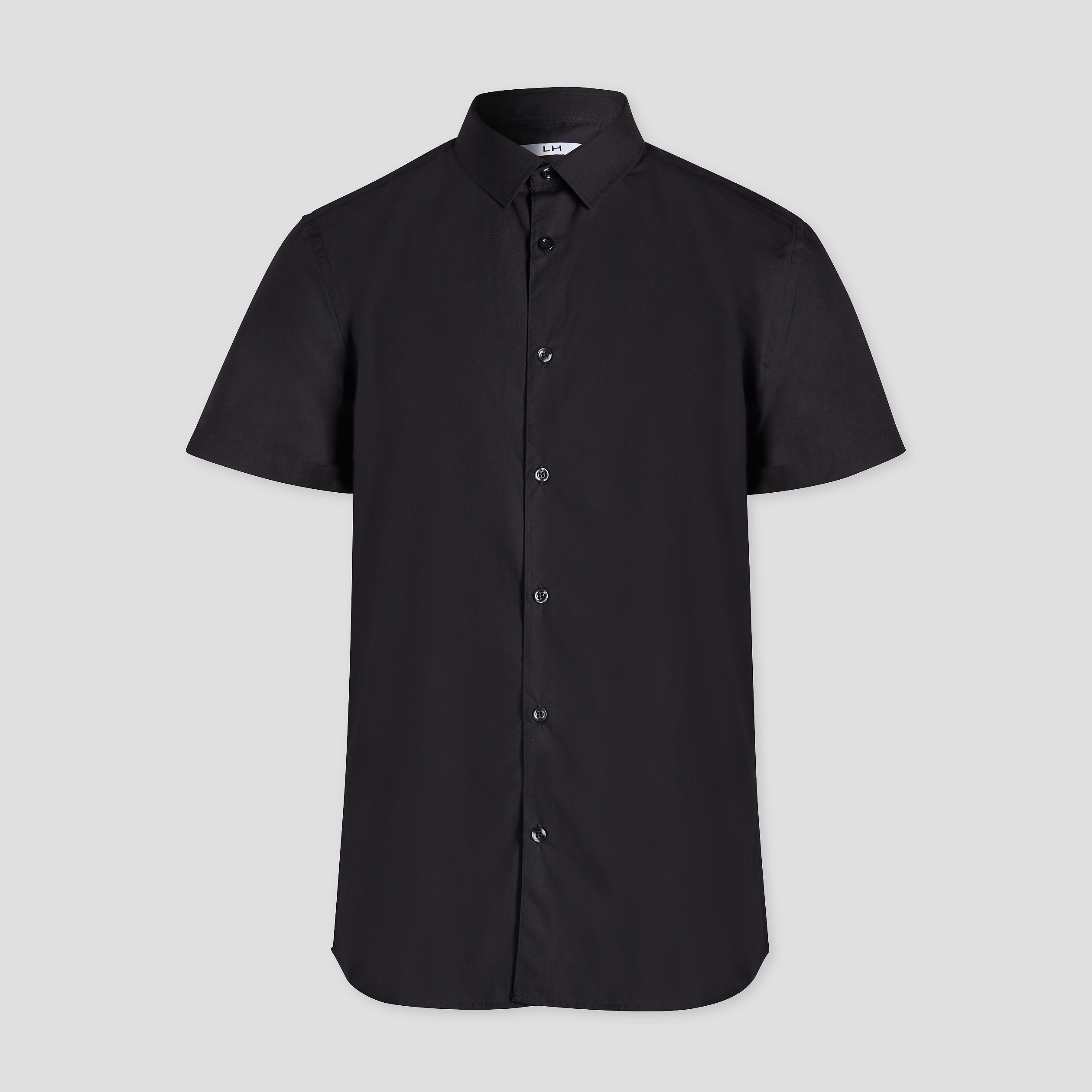 Chemise droite manches courtes noir homme | La Halle