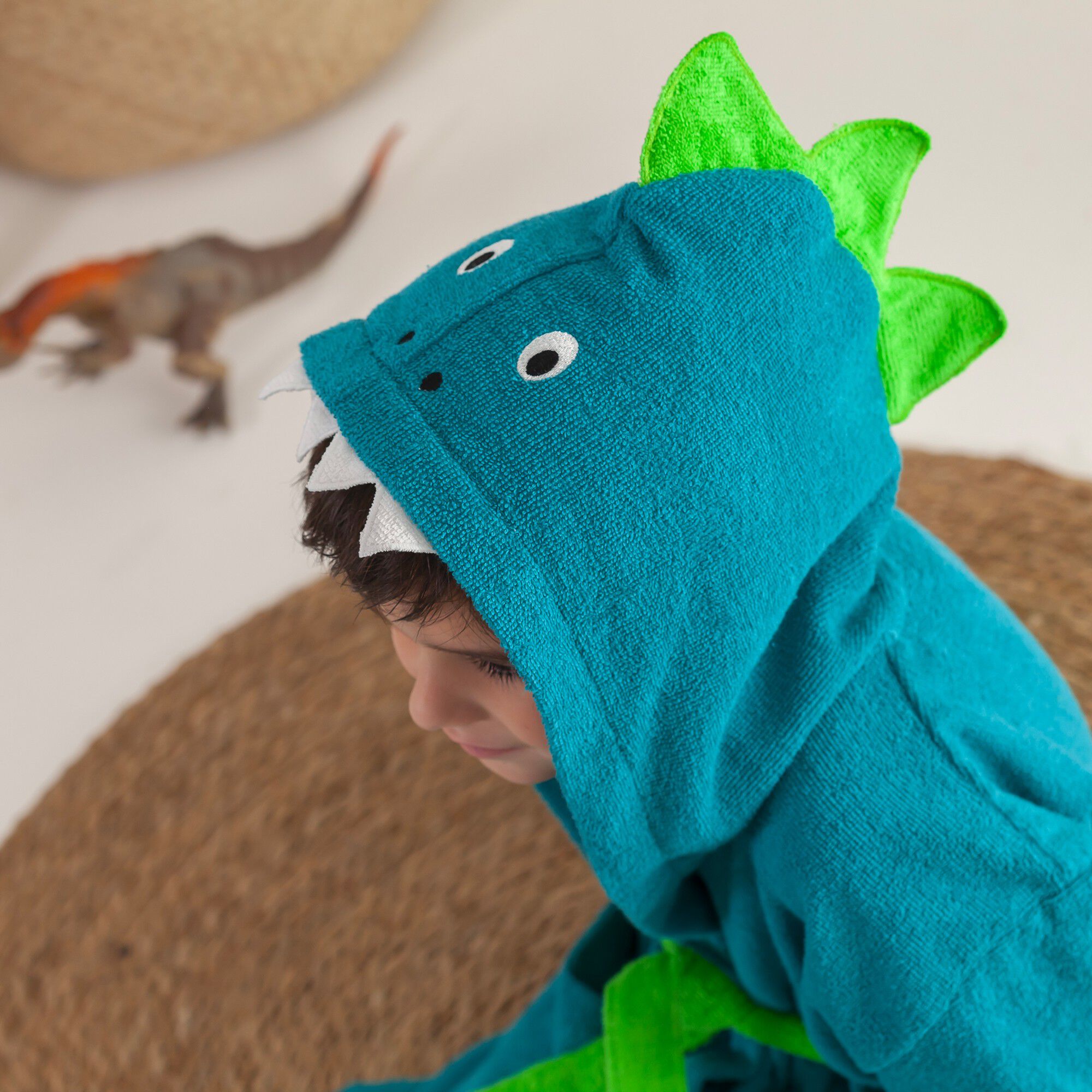 Peignoir de bain personnalisable à capuche dinosaure