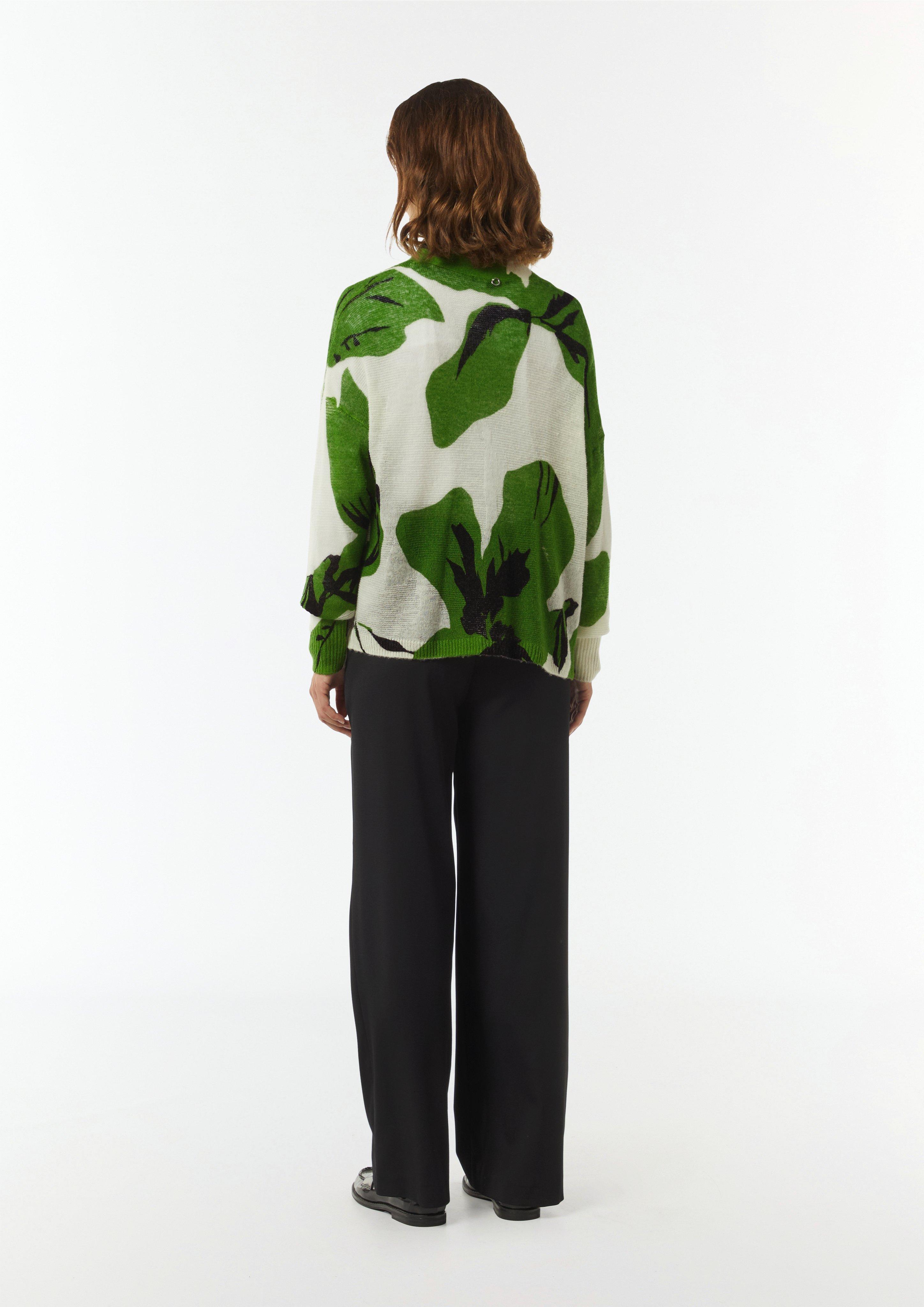 Strickjacke mit All-over-Print - weiß