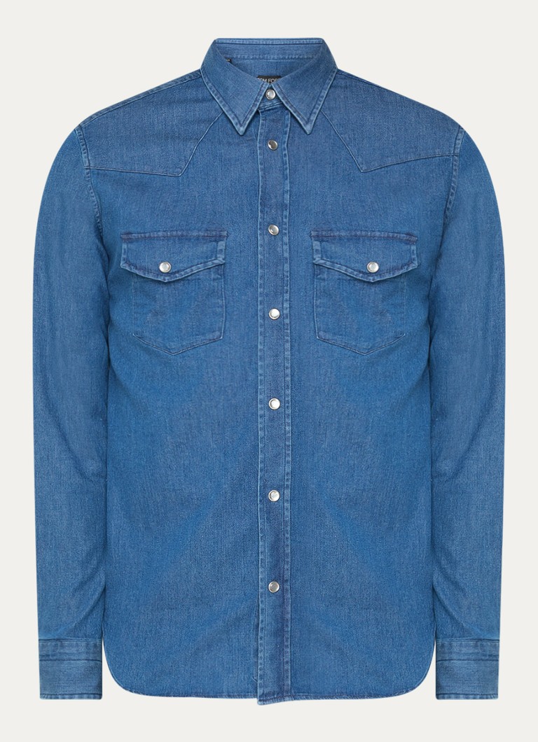 Πουκάμισο Tom Ford σε στιλ Western με μοτίβο chambray και τσέπες στο στήθος