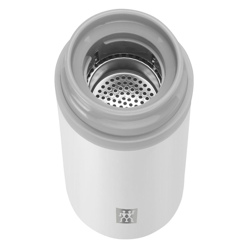 Isolierflasche für Tee & Infused Water, 420 ml, Edelstahl, Weiß-grau