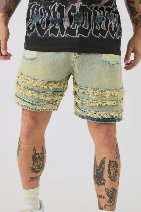 Lockere zerrissene Jeansshorts in Hellblau