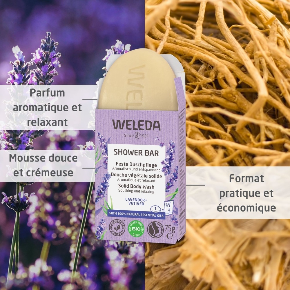 WELEDA Douche végétale solide LAVANDE + VETIVER - 75 gr Hygiène