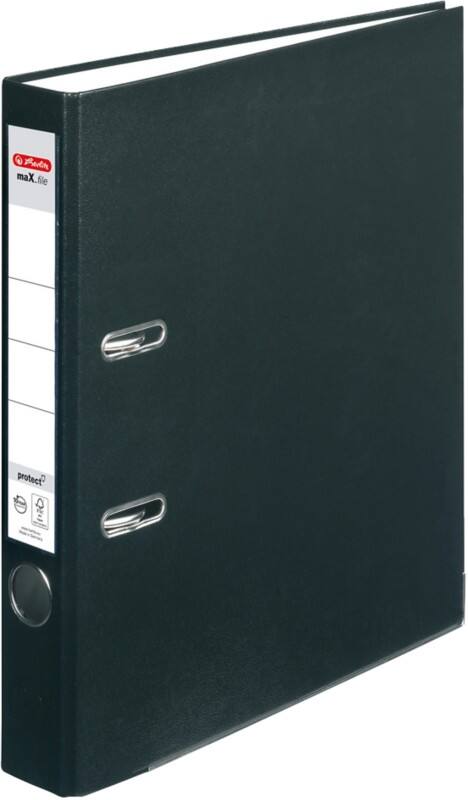 herlitz maX.file protect Ordner DIN A4 50 mm Schwarz 2 Ringe 5450804 Pappkarton, PP (Polypropylen) Texturiert Hochformat