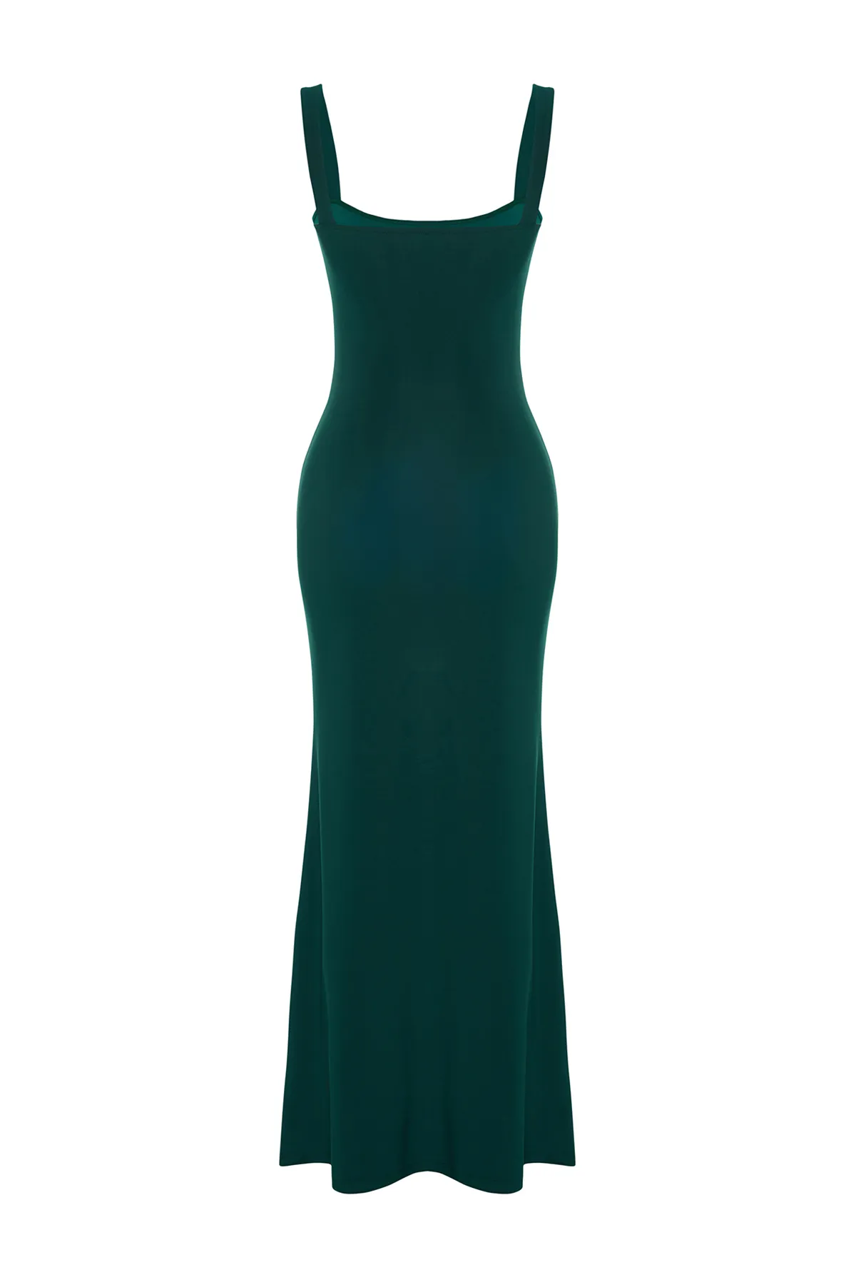Trendyol Collection  Smaragdgrünes, figurbetontes/figurbetontes, flexibles Maxi-Bleistiftkleid aus Strick mit dicken Trägern TWOSS24EL00137