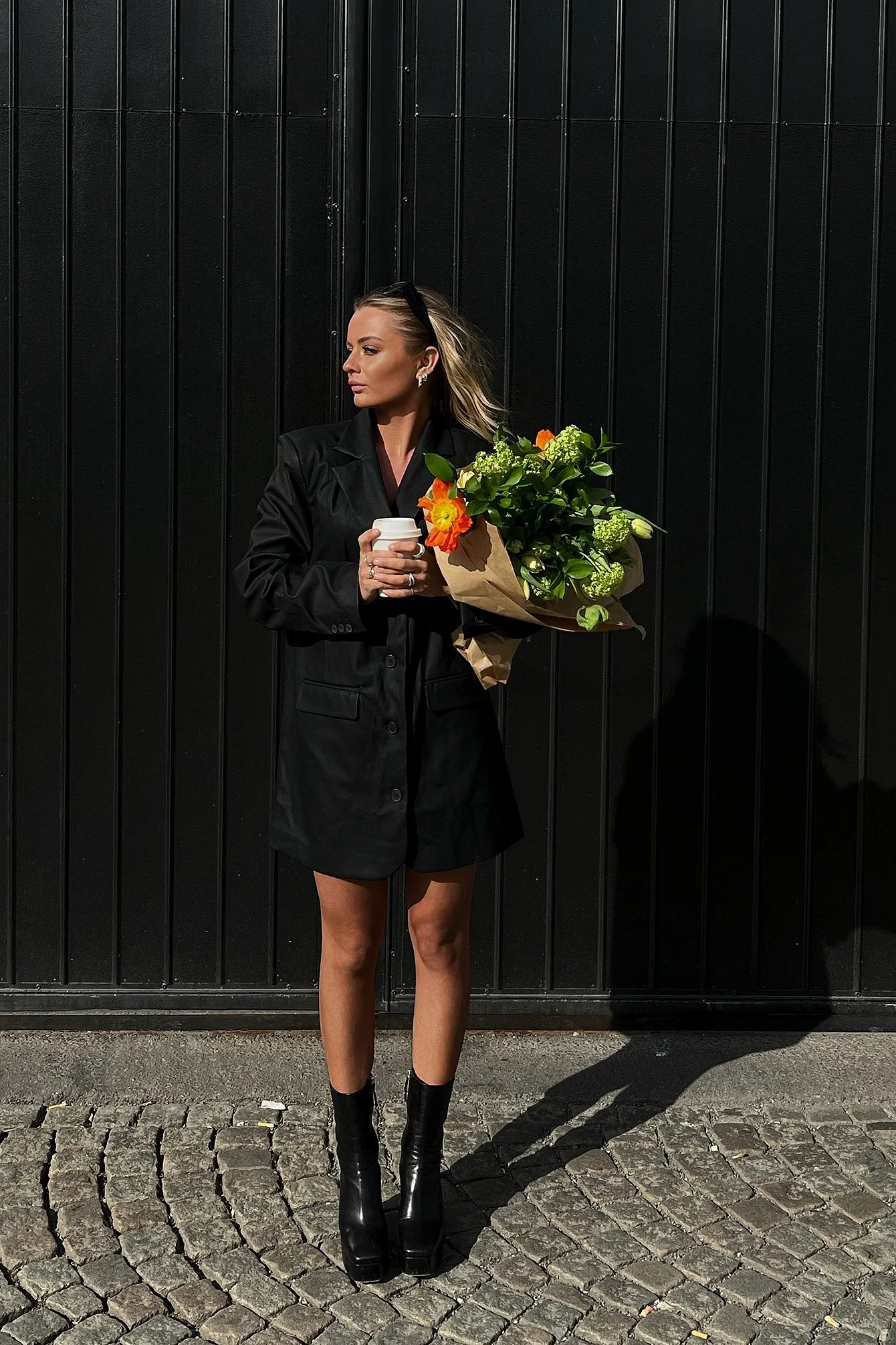 PU-Blazer mit Nahtdetail
