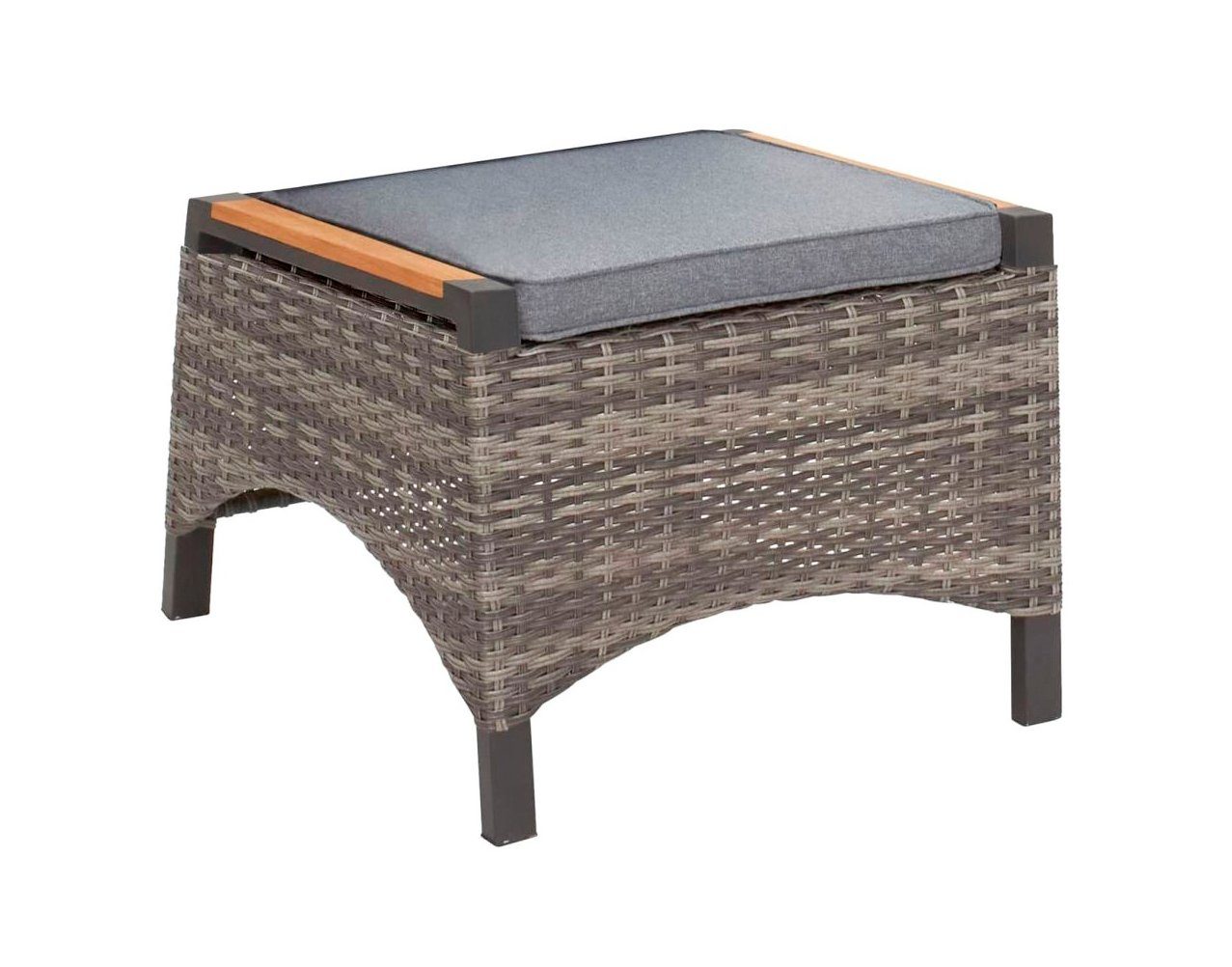 LC Garden Gartenlounge-Hocker LC Garden Keramo Teak Dining Hocker Fußbank natur-grau