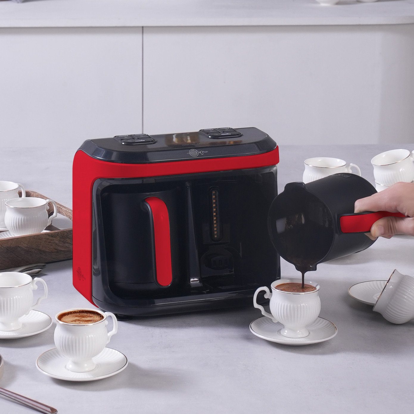 Karaca Espressomaschine Hatır Hüp Duet Aromatische Türkische Kaffeemaschine, Rot