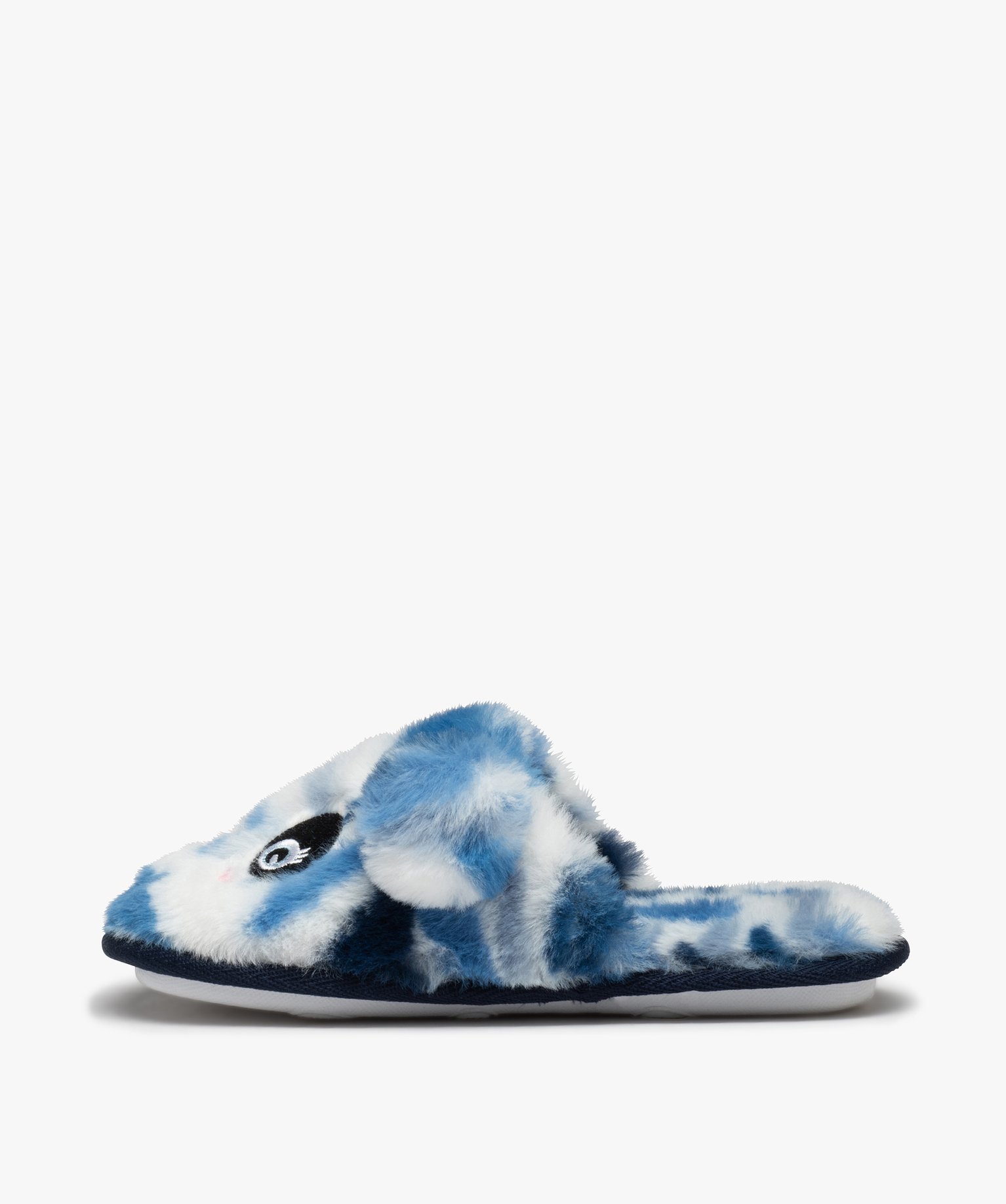 Chaussons fille mules plates en volume panda bleu | GEMO