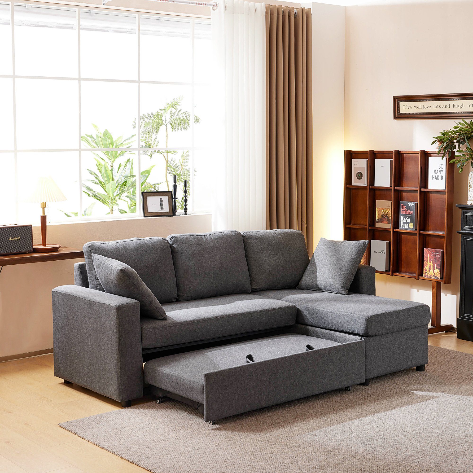 REDOM Ecksofa Schlafsofa Sofa mit Chaiselongue, mit Stauraum, Wohnzimmersofas, mit Stauraum, Wohnzimmersofas