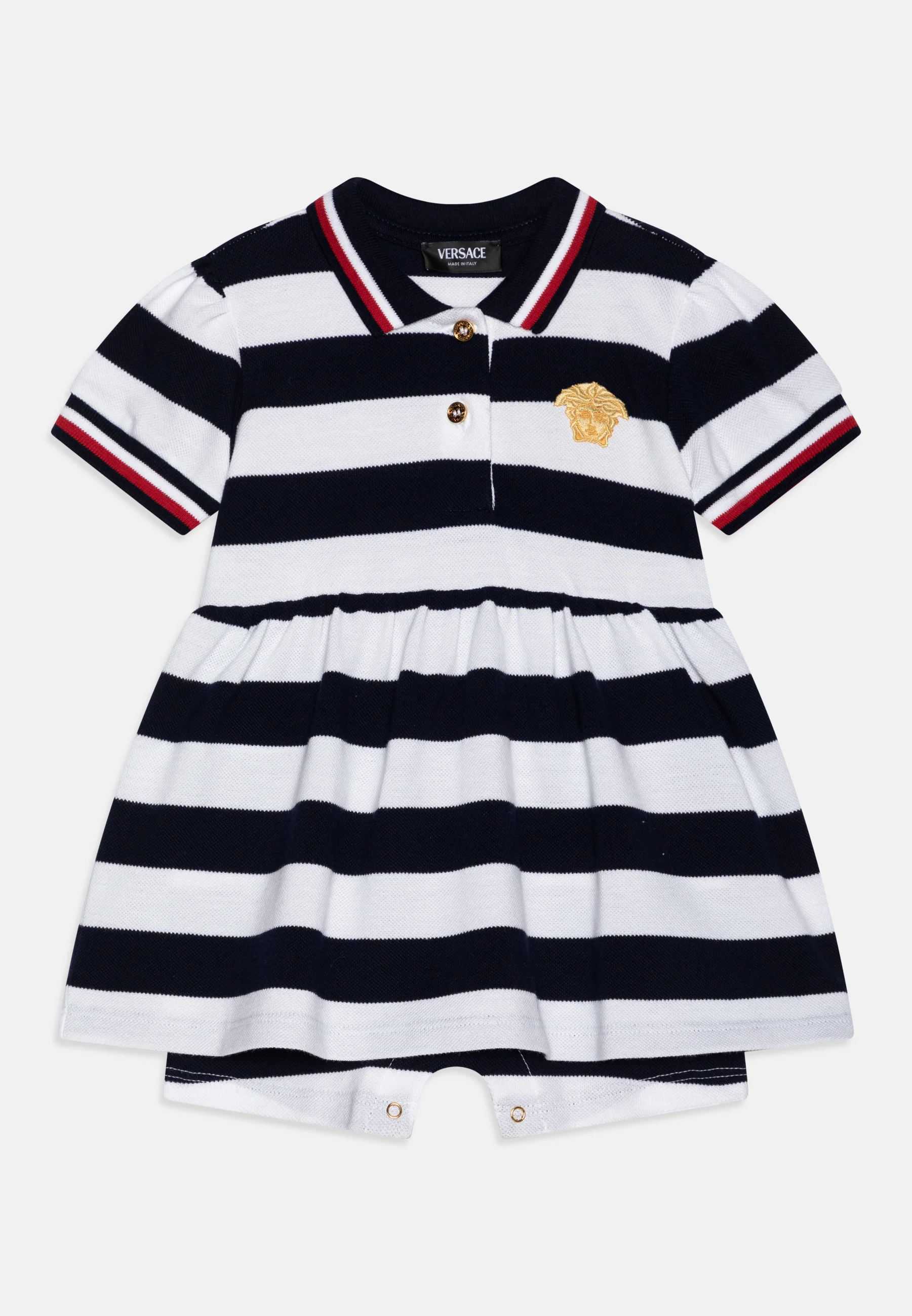 Versace Pelele de bebé con bordado de rayas de Medusa - Mono