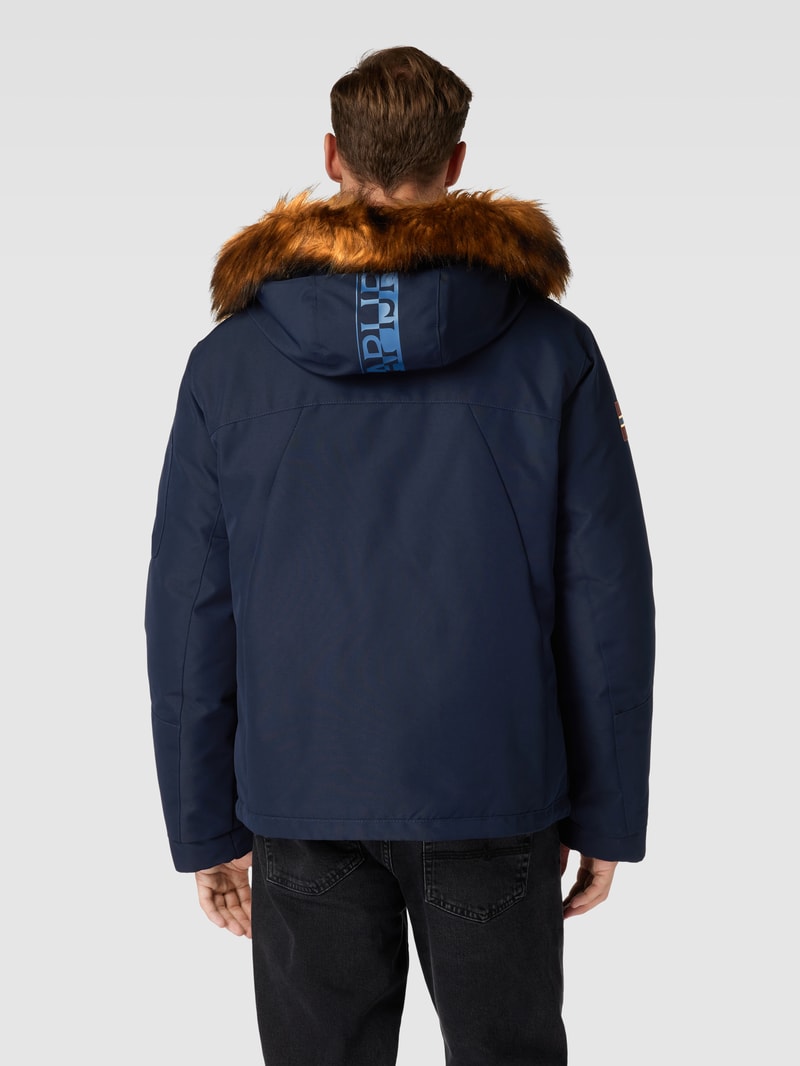 Jacke mit Kunstfellbesatz Modell 'EXPLORER' in marineblau