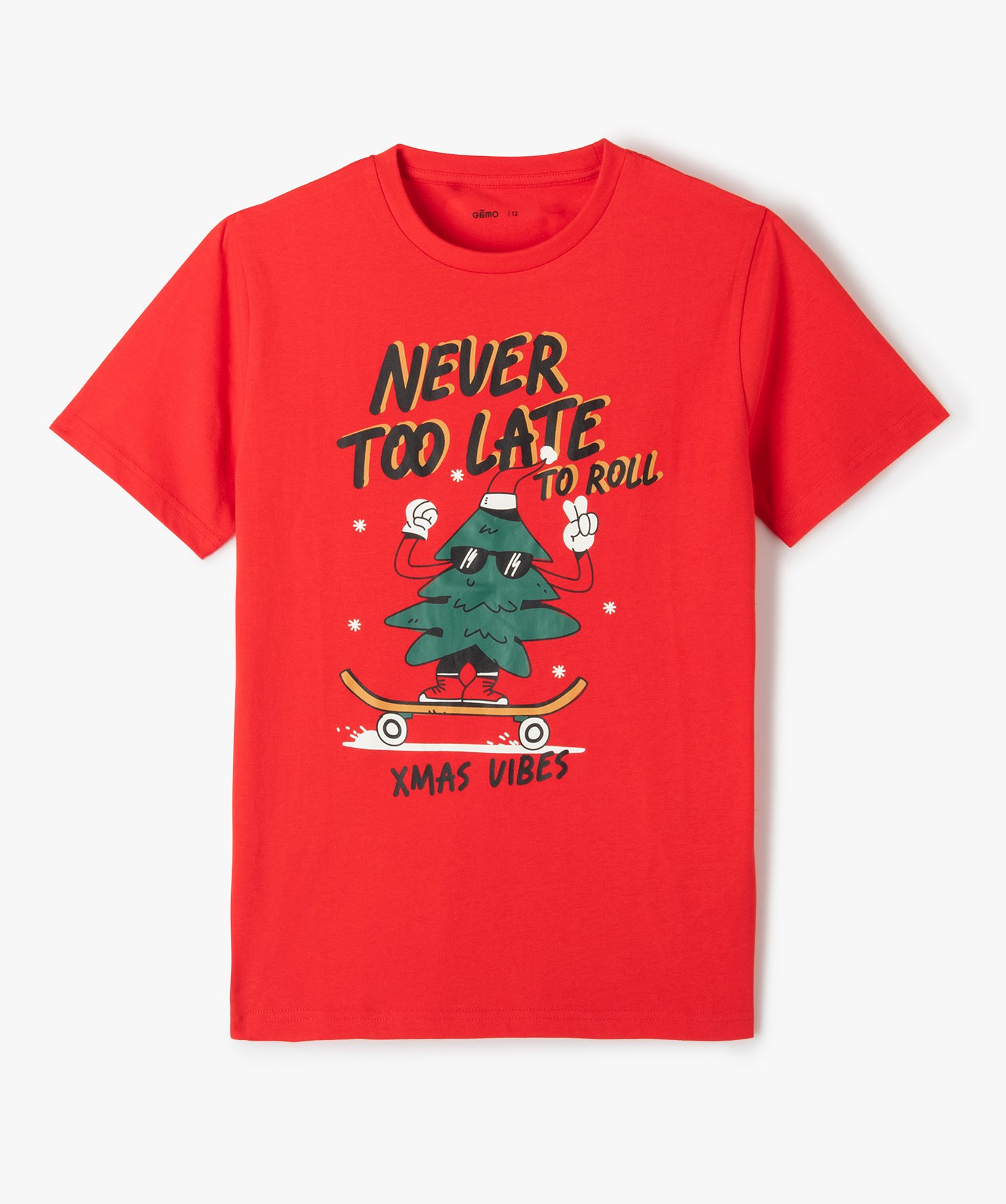 Tee-shirt Garçon à manches courtes spécial Nol rouge | GEMO