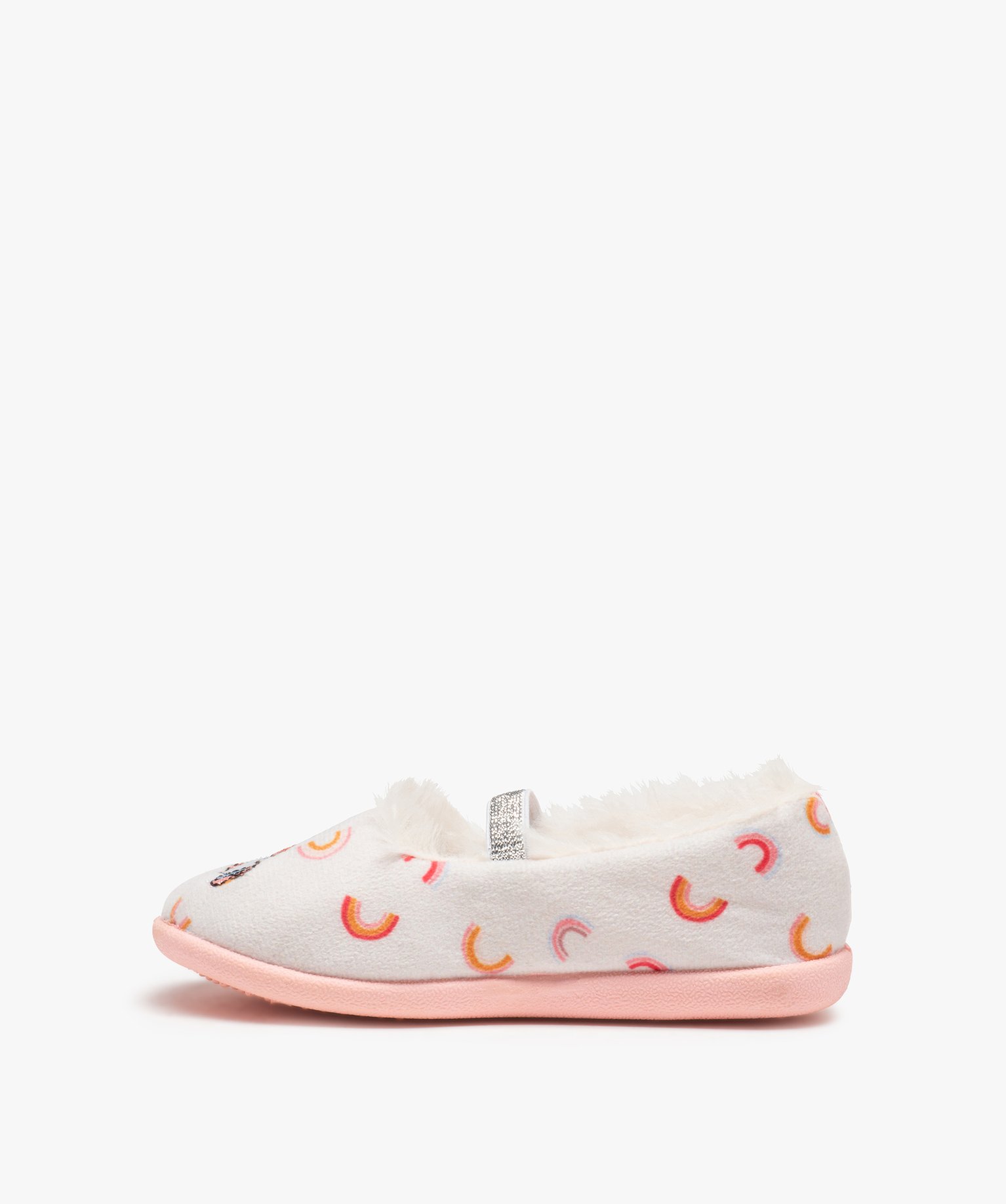 Chaussons fille ballerines en velours brodés licorne beige | GEMO