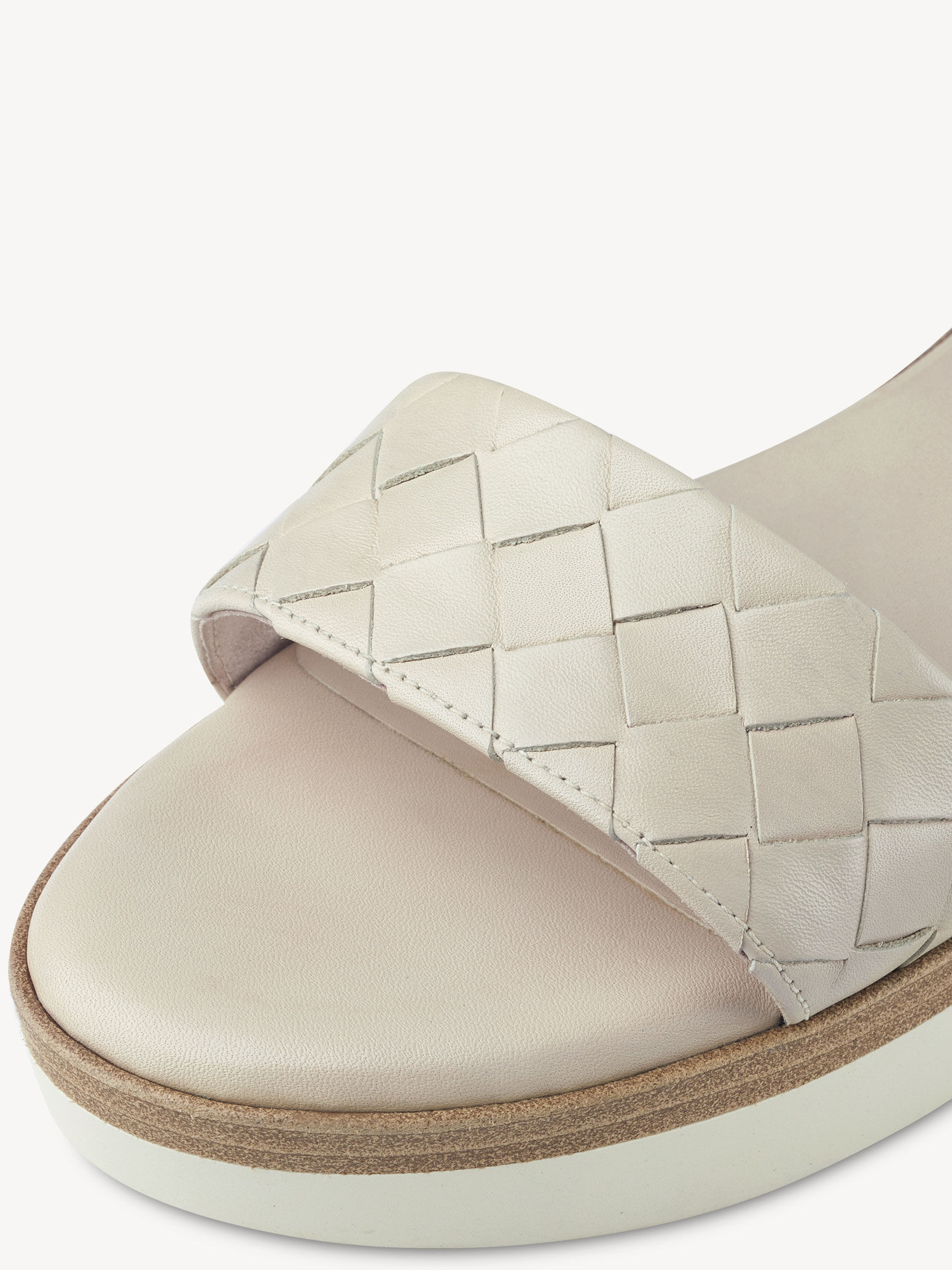 Sandale à talon en cuir - beige
