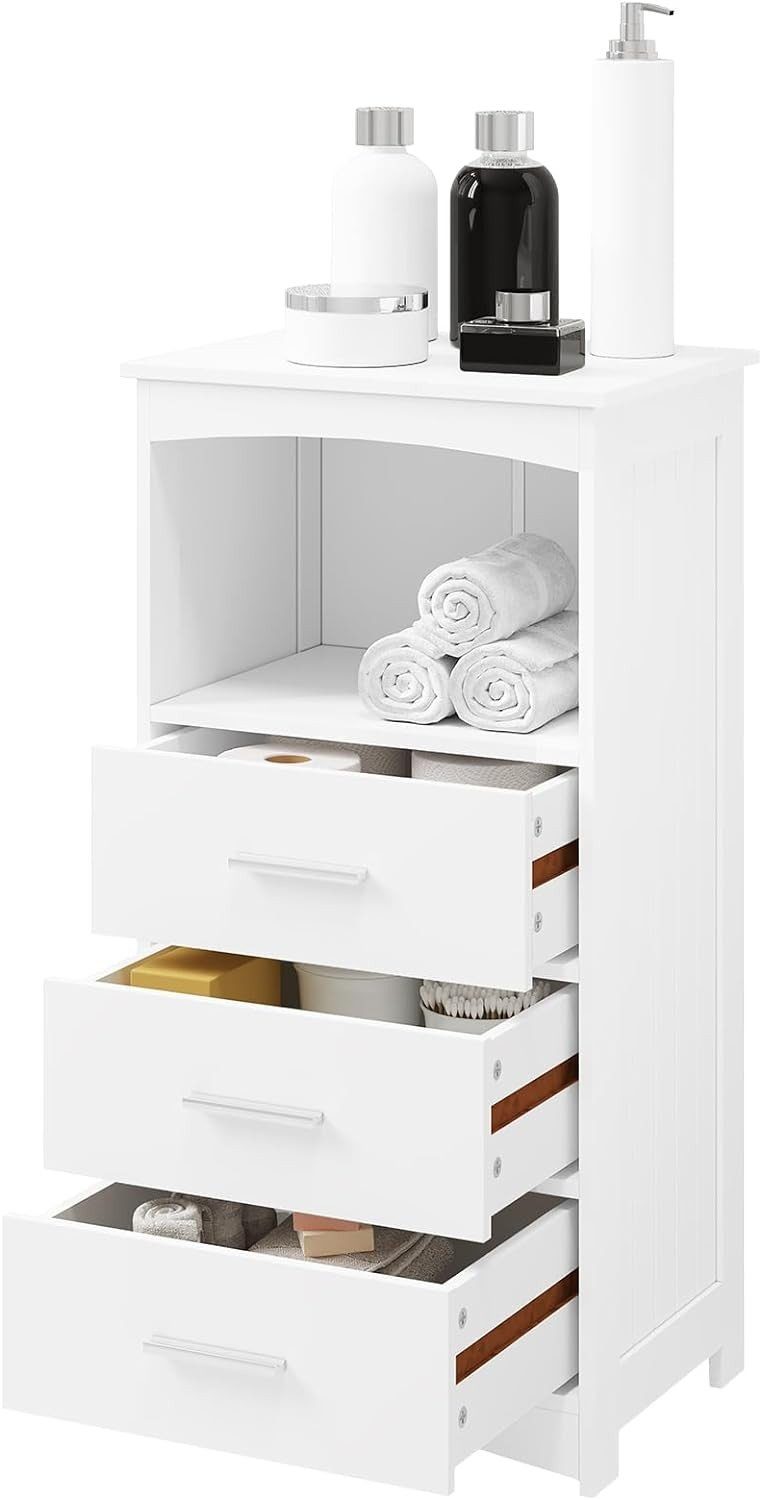 EUGAD Badkommode (1 St), Badezimmerschrank mit 3 Schubladen 1 offenem Fach