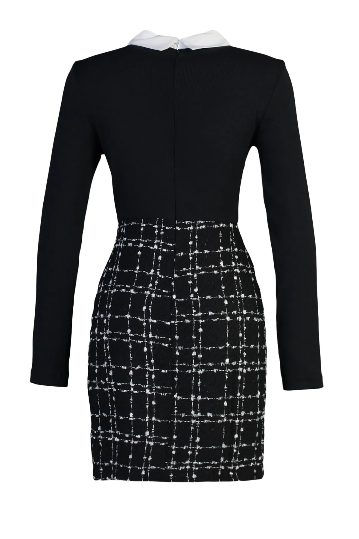 Trendyol Collection  Schwarzes Tweed-Webkleid TWOAW21EL0454