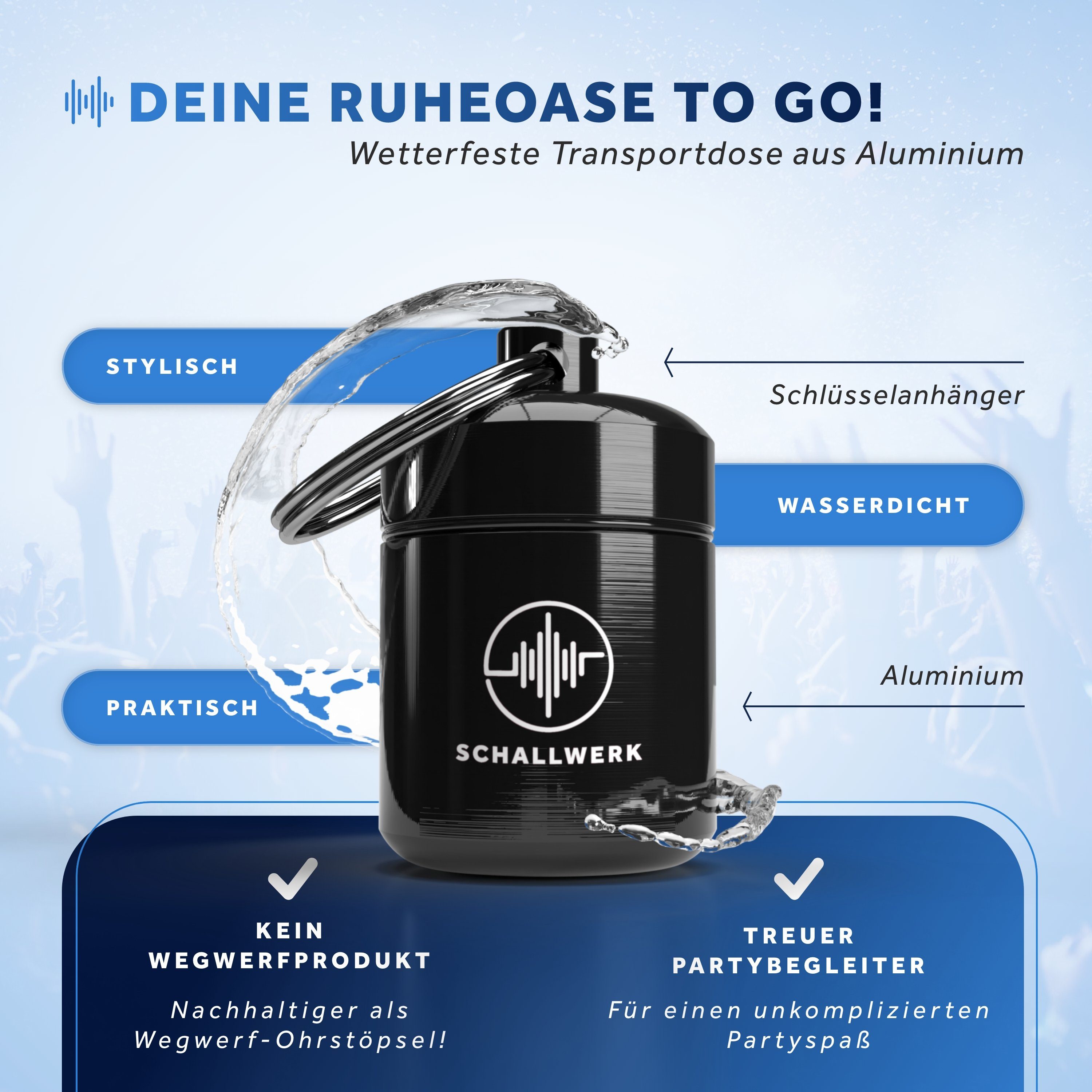 Schallwerk Gehörschutzstöpsel SCHALLWERK ® Music+ Gehörschutz Ohrstöpsel dämpft Lärm