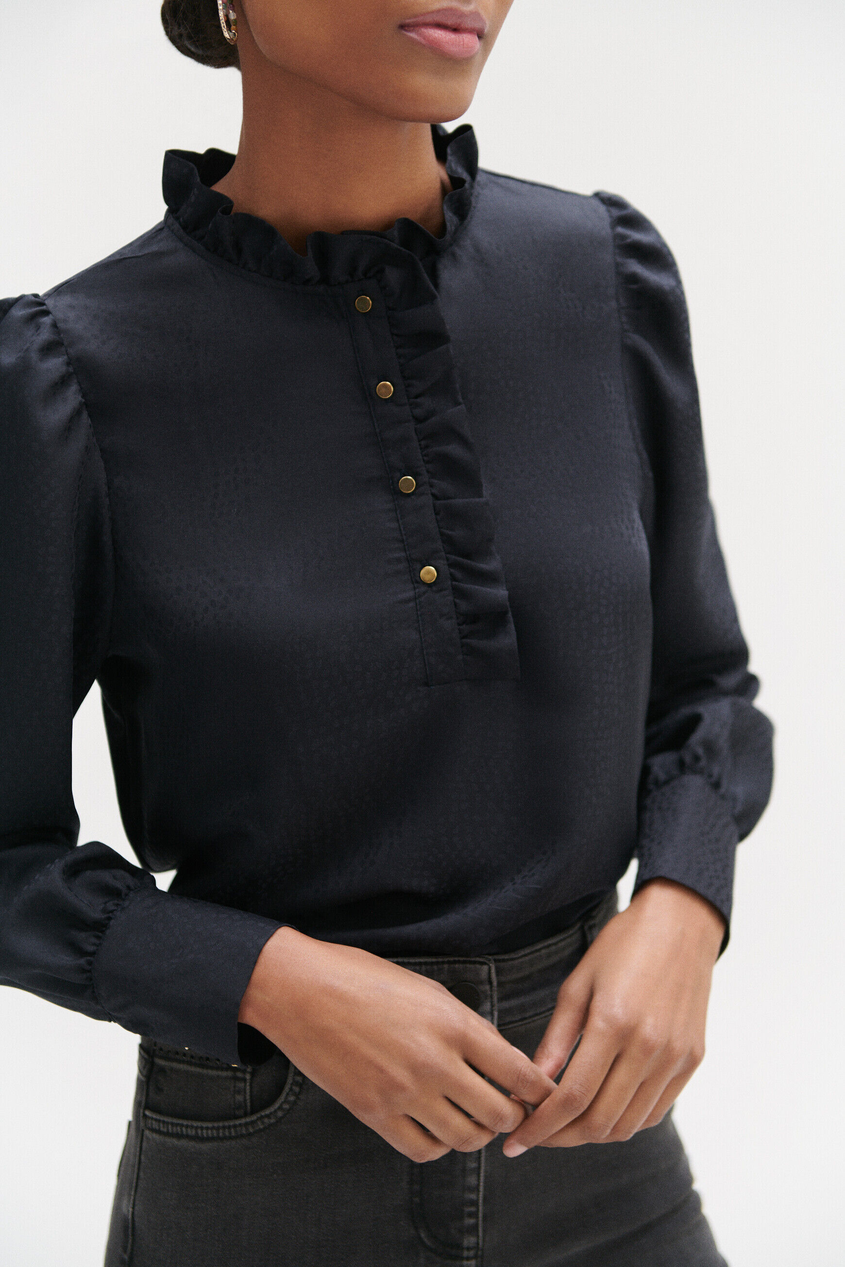 chemisier nao bleu marine femme