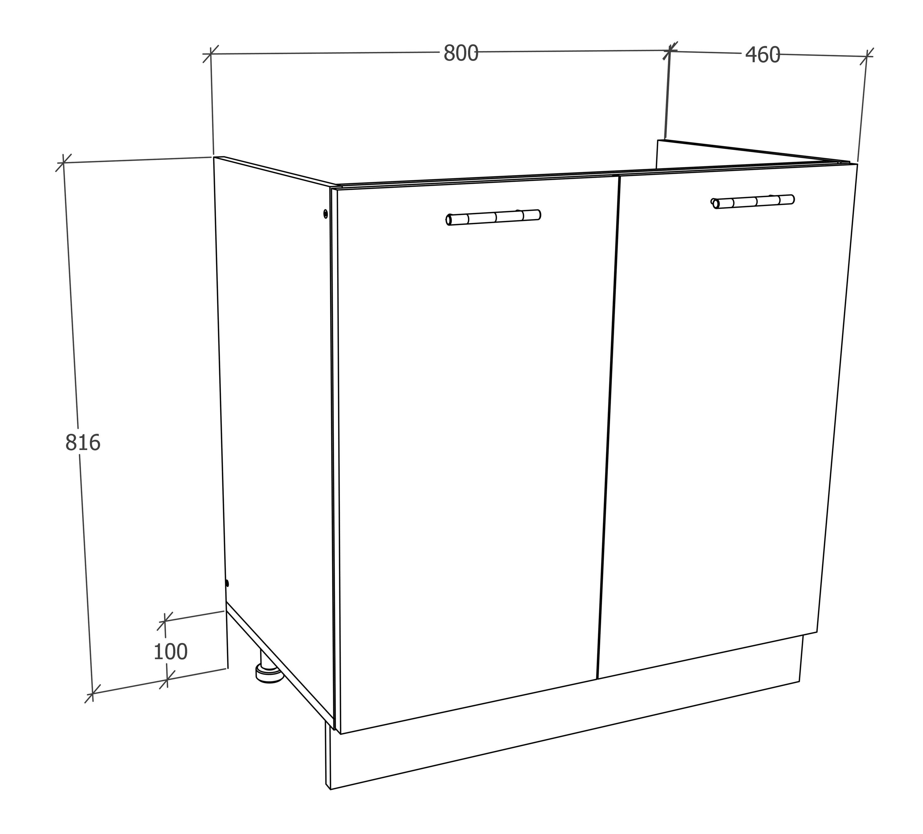 VCM Unterschrank Spülunterschrank Breite 80 cm Spülenschrank Esilo