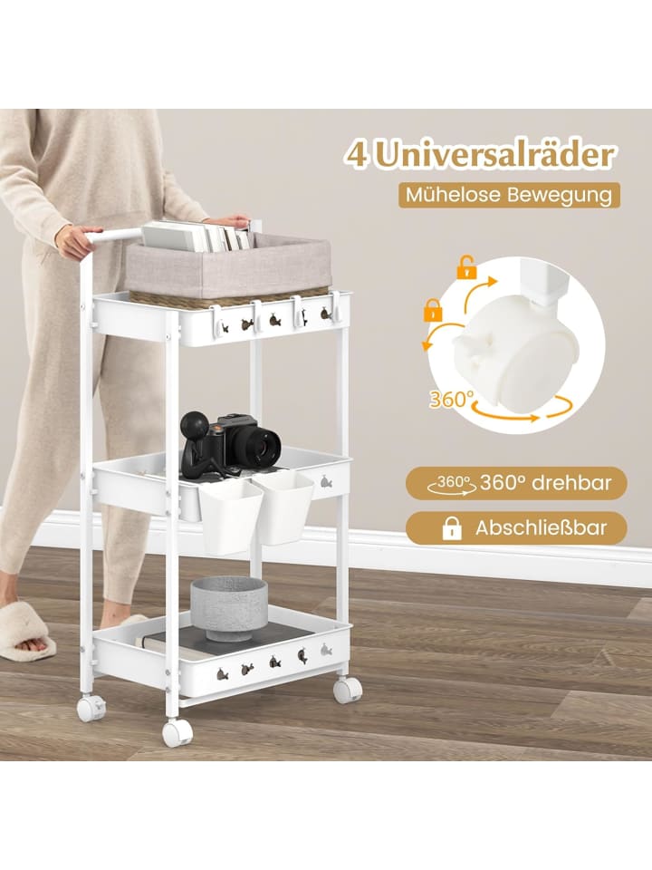 COSTWAY 3 Ebenen Rollwagen in Weiß günstig kaufen onesize