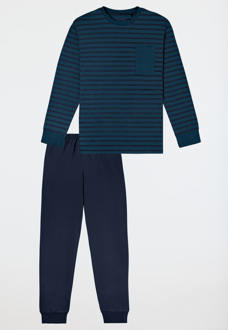 Schlafanzug lang Streifen mineral - Nightwear