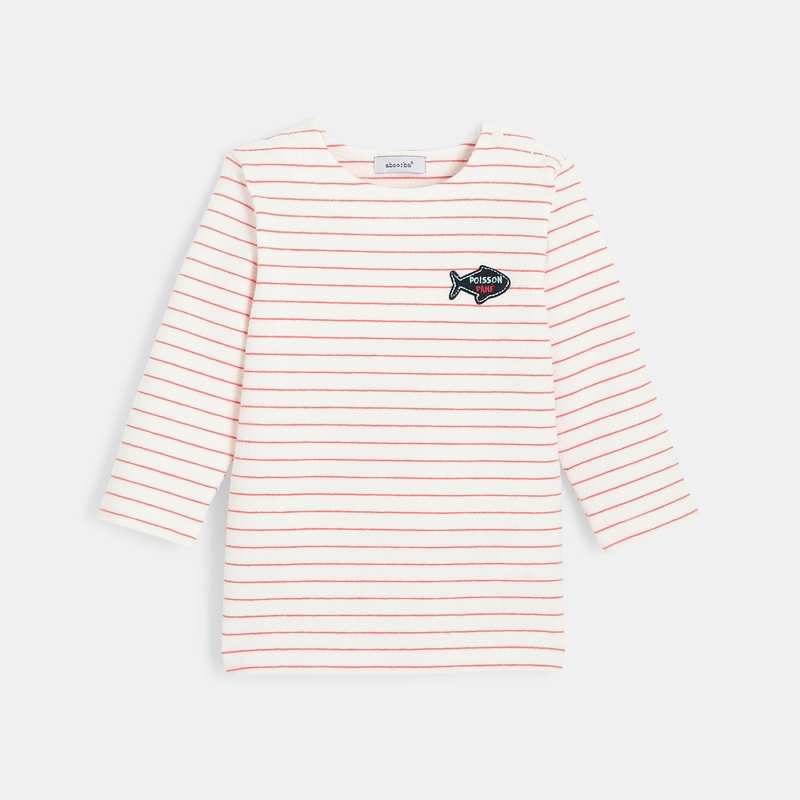 T-shirt marinière bébé garçon en interlock rouge Absorba