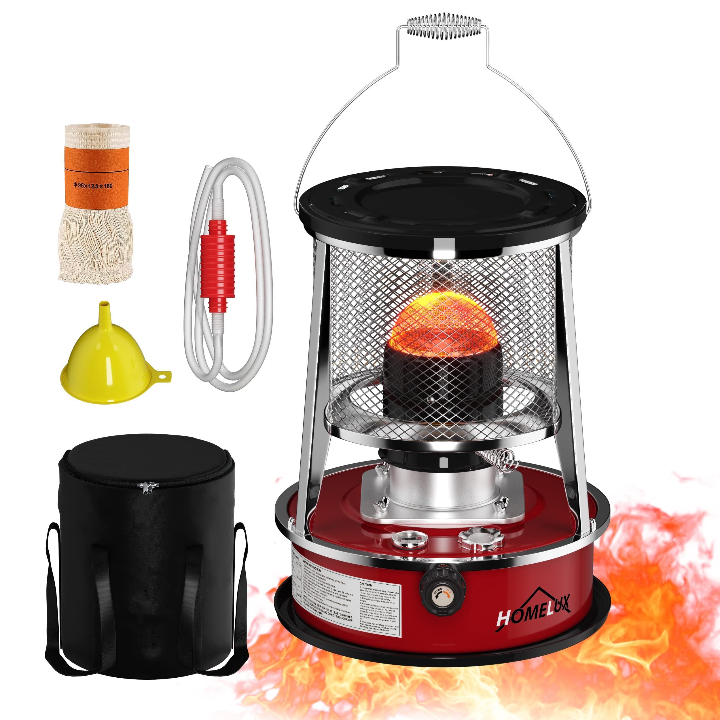 HOMELUX Heizstrahler Petroleumheizung 4.5L&8900 BTU/H Petroleumofen Ohne Strom Innen, Tragbare Petroleum-Heizung Petroleum,für Camping Zelt Heizung Kochen