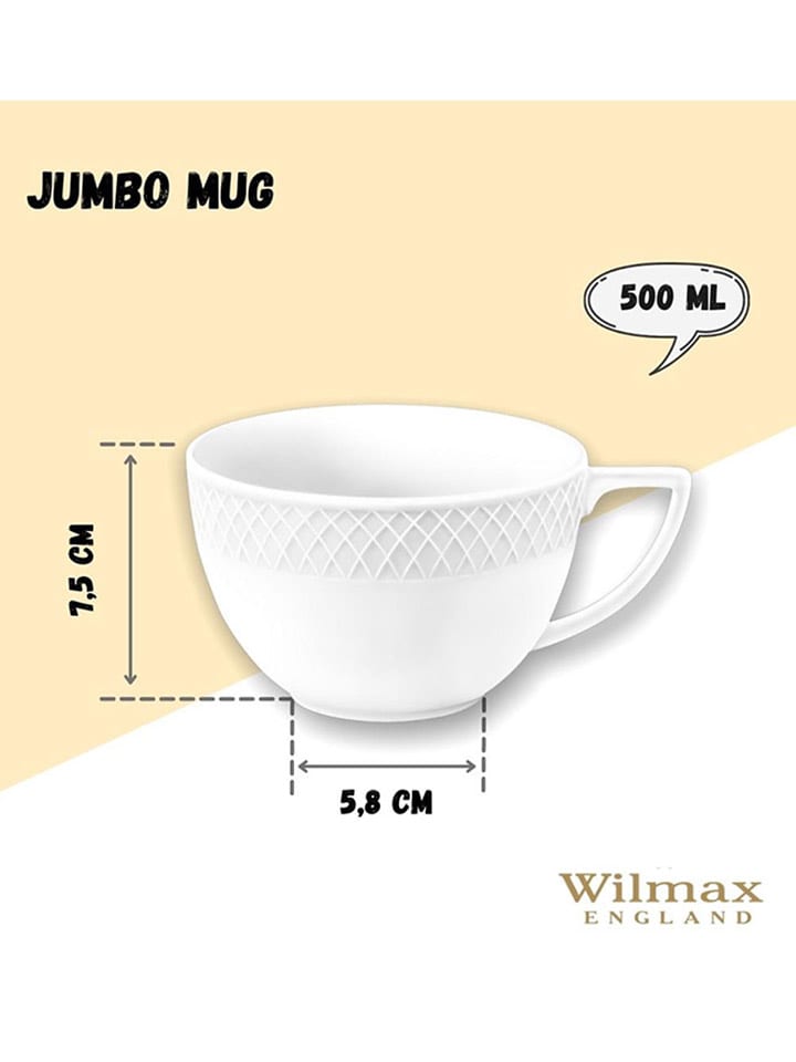 Wilmax 2er-Set: Kaffeetassen in Weiß - 500 ml günstig kaufen onesize