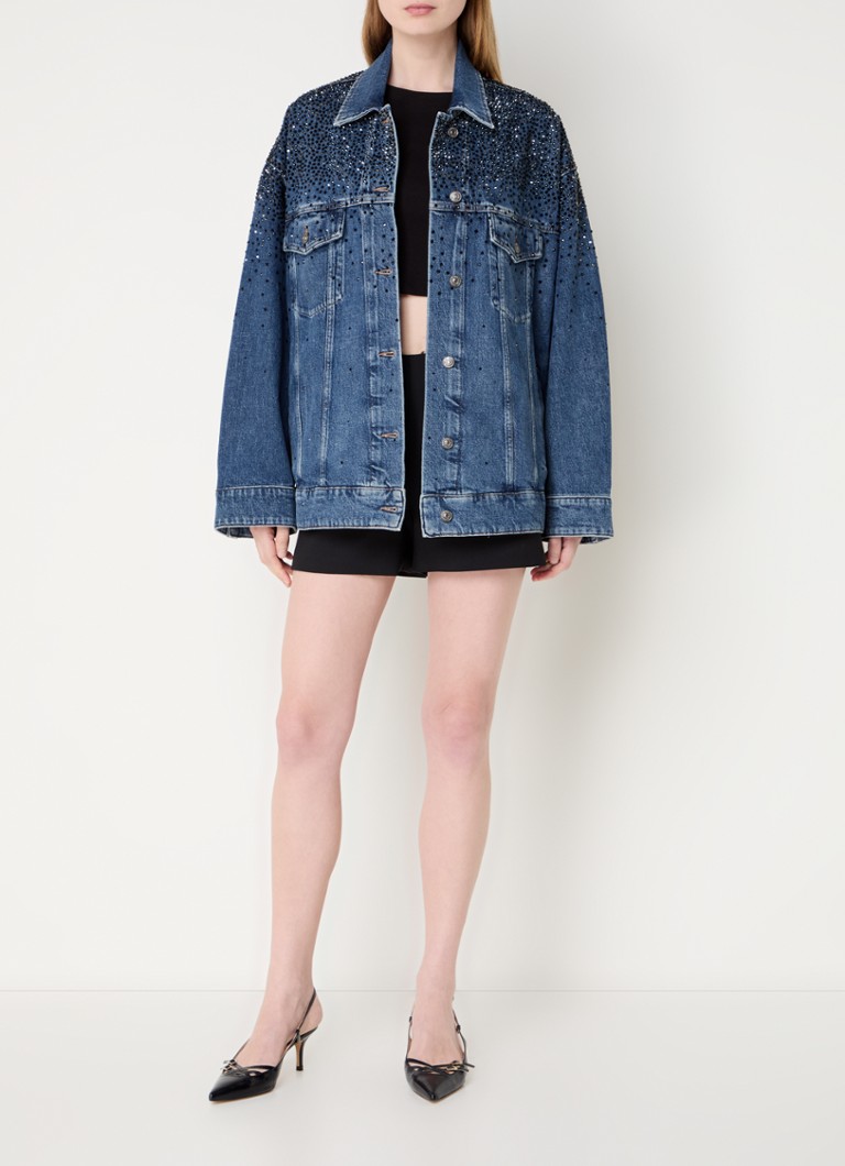 Jachetă din denim Oli Trucker de la 7 For All Mankind cu cristale