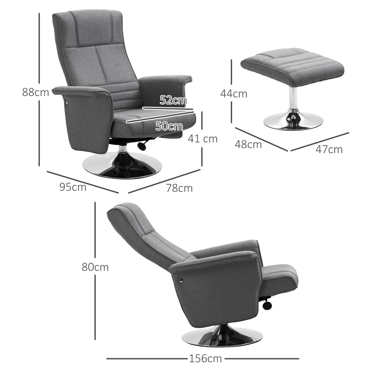HOMCOM Massagesessel mit Fußhocker, Elektrischer Relaxsessel mit Liegefunktion