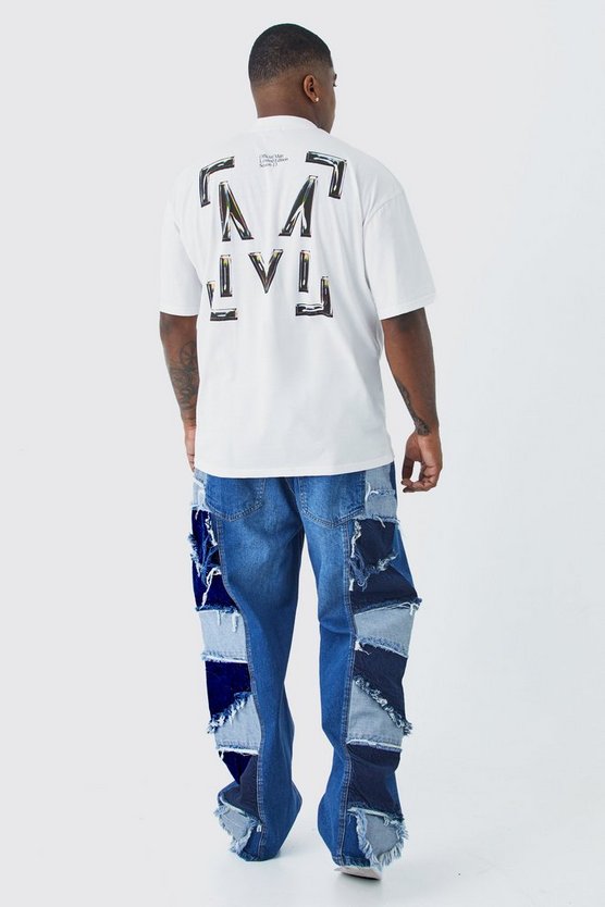 Plus lockere Patchwork Jeans