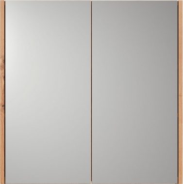 Places of Style Spiegelschrank Tarragona (1-St) Breite 69 cm, 2 Türen, 2 Einlegeböden, matt, braune Holzoptik / weiß