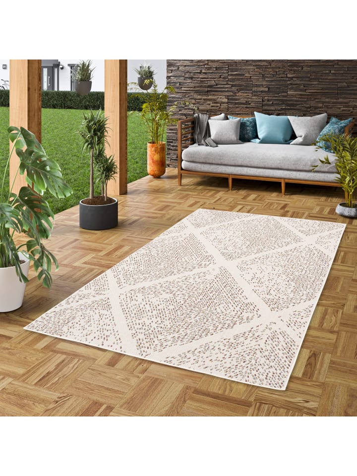 Pergamon In & Outdoor Teppich Campus Pixel Rauten in Beige günstig kaufen