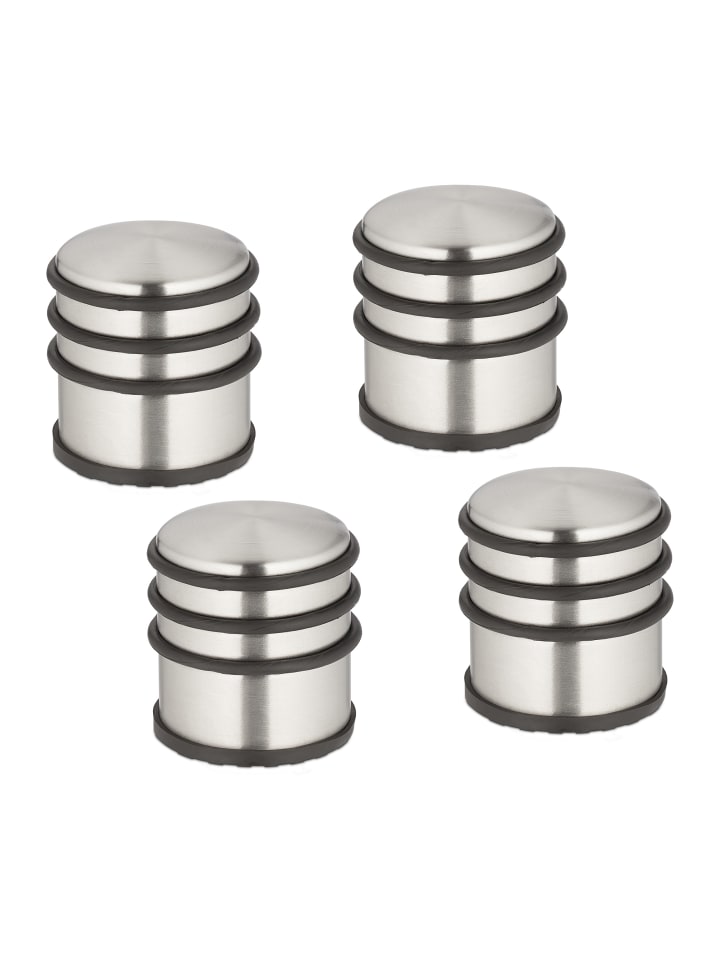 relaxdays 4 x Türstopper in Silber/ Schwarz - (H)7,5 x Ø 7 cm günstig kaufen onesize