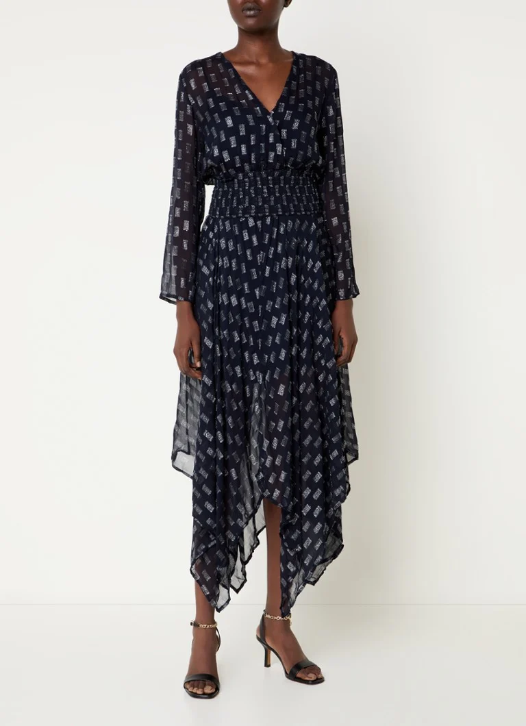Vestido midi semitransparente Maje com estampa e lurex