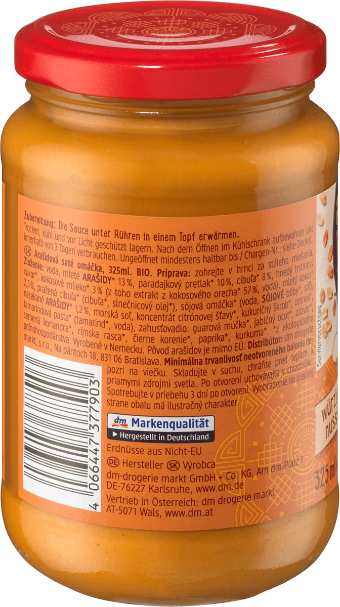 Erdnusssoße, Saté, würzig-nussig, 325 ml