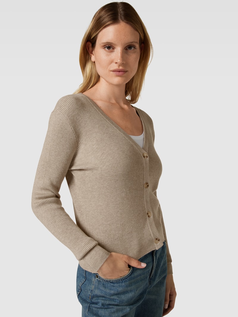 Strickjacke mit V-Ausschnitt in beige